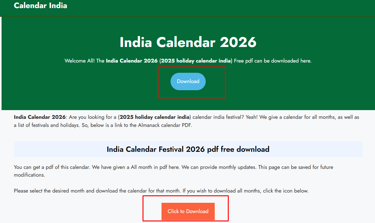India Calendar 2026: India Festival Calendar PDF Free Download 2026